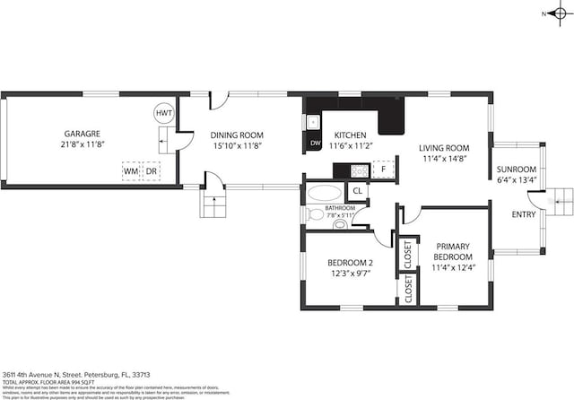 3611 4th Ave N, Saint Petersburg, FL 33713 - floor plan