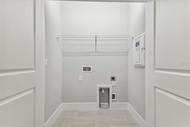 445 31st Way N, Saint Petersburg, FL 33713 - laundry room with washer hookup, laundry area, electric dryer hookup, baseboards, and light tile patterned floors