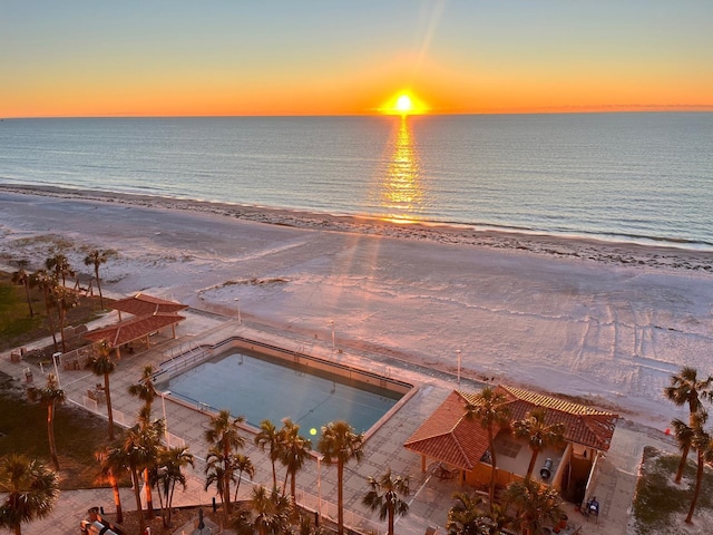 view of water feature featuring a beach view