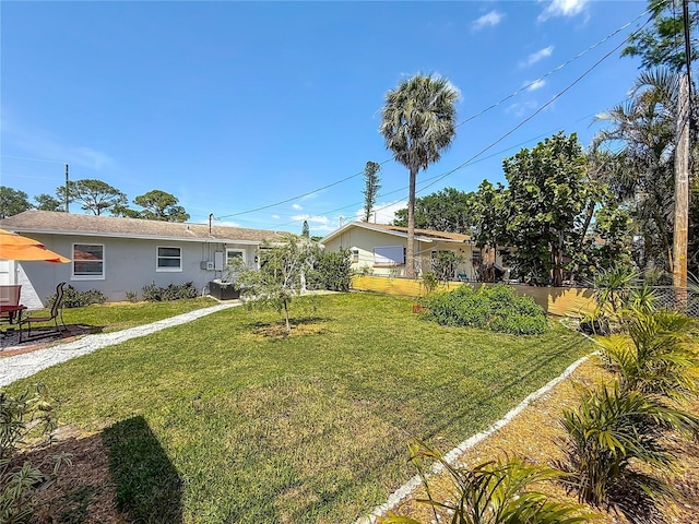 view of front of house featuring stucco siding and a front yard