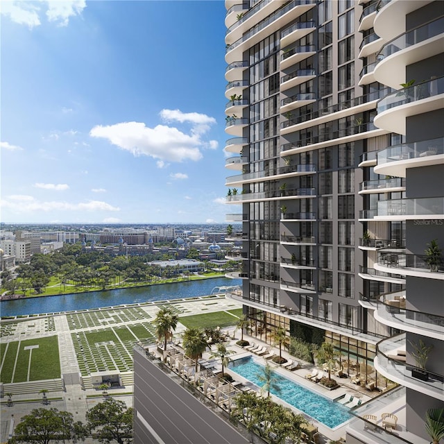520 N Tampa St Unit 1508, Tampa, FL 33602 - exterior space with a water view and a view of city