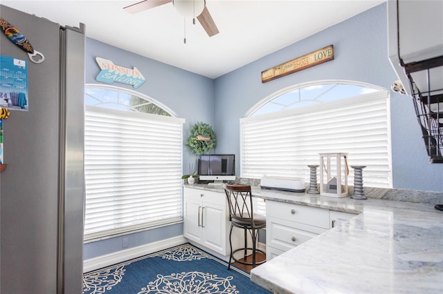 office area featuring ceiling fan