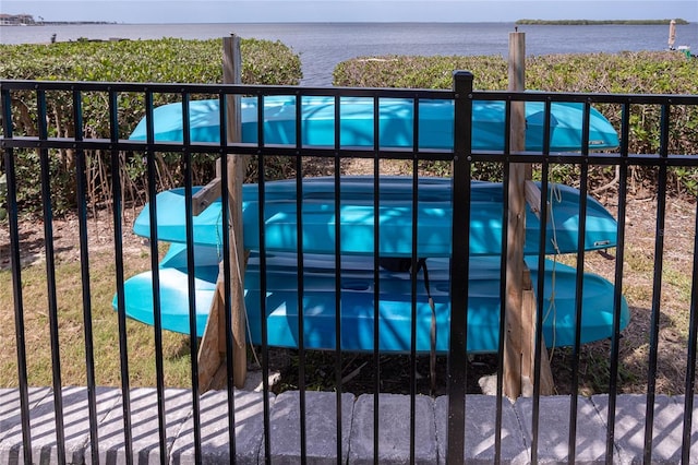 exterior space featuring a water view