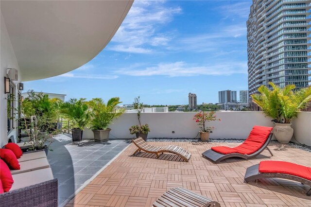view of patio with a view of city