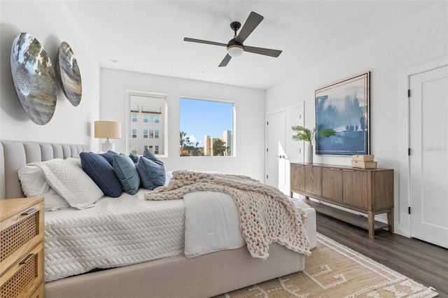 883 6th Ave S, Saint Petersburg, FL 33701 - bedroom featuring ceiling fan and wood finished floors