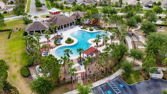 7511 Turtle View Dr, Ruskin, FL 33573 - aerial perspective of suburban area with a pool