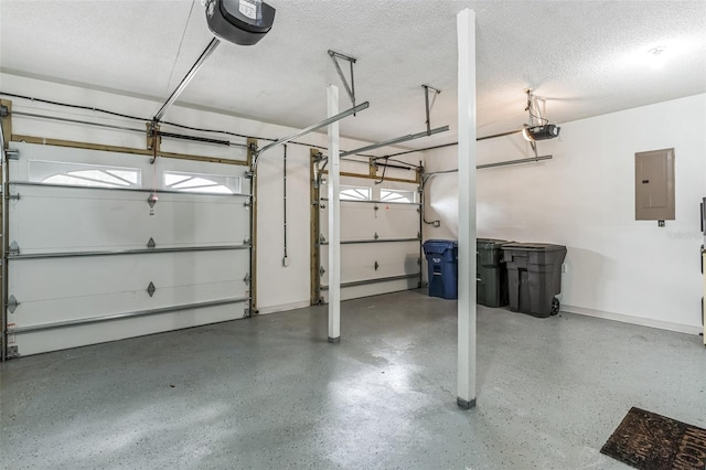 5207 Moeller Ave, Sarasota, FL 34233 - garage with electric panel, baseboards, a baseboard heating unit, and a garage door opener