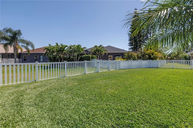 view of yard featuring a fenced backyard
