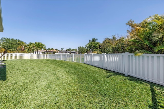 view of yard featuring a fenced backyard