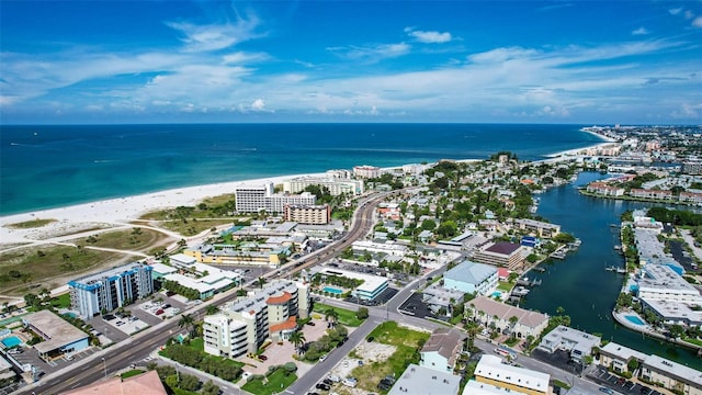 11605 Gulf Blvd Unit 203, Treasure Island, FL 33706 - aerial view of property and surrounding area featuring a large body of water and nearby urban area