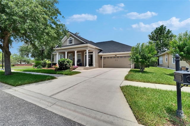 20537 Lace Cascade Rd, Land O Lakes, FL 34637 - neoclassical / greek revival house with an attached garage, driveway, a front yard, and a porch