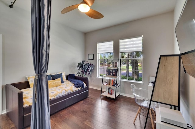 20537 Lace Cascade Rd, Land O Lakes, FL 34637 - bedroom featuring wood-type flooring, baseboards, and ceiling fan