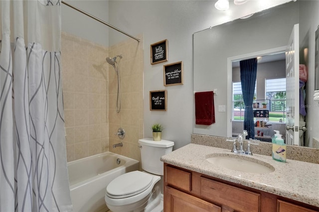 20537 Lace Cascade Rd, Land O Lakes, FL 34637 - bathroom featuring shower / bath combination with curtain, toilet, and vanity