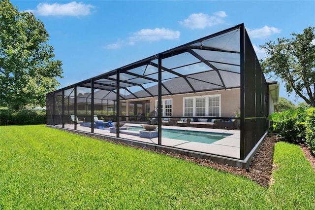 20537 Lace Cascade Rd, Land O Lakes, FL 34637 - back of property featuring an outdoor pool, a yard, and a patio
