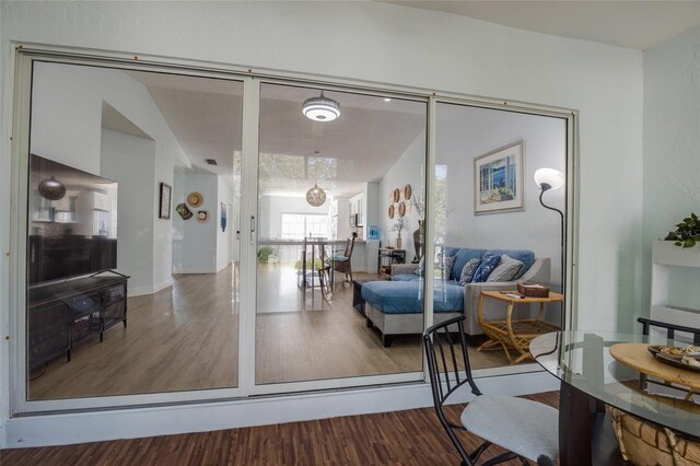 living area with wood finished floors