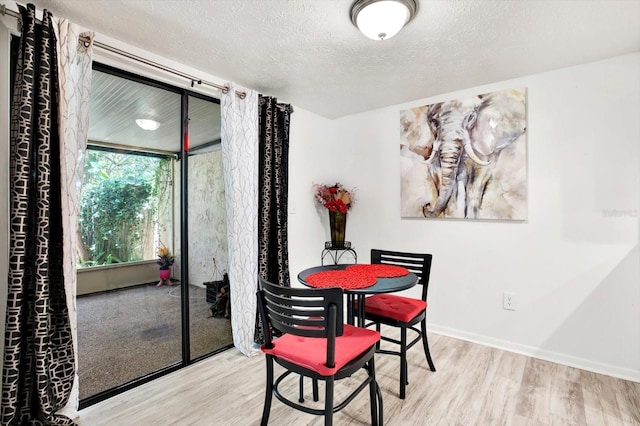 13902 Bardmoor Pl Unit B, Tampa, FL 33618 - dining room featuring wood finished floors, a textured ceiling, and baseboards