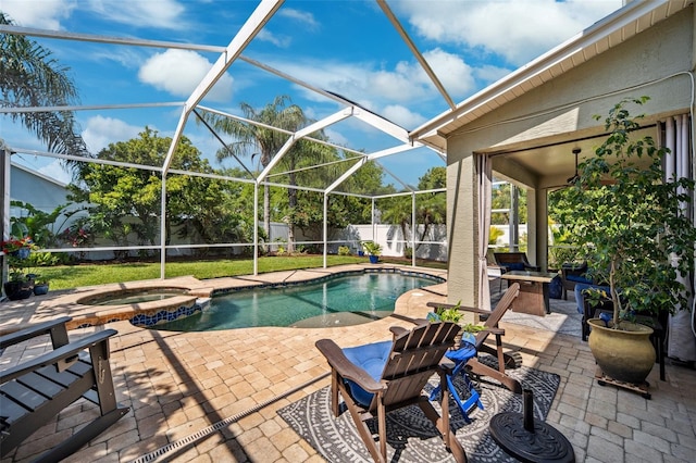 11519 Cypress Reserve Dr, Tampa, FL 33626 - view of swimming pool featuring a fenced backyard, glass enclosure, and a patio