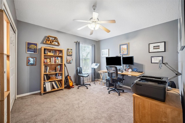 11519 Cypress Reserve Dr, Tampa, FL 33626 - office area featuring carpet floors, ceiling fan, and baseboards