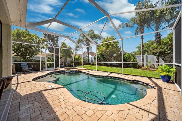 11519 Cypress Reserve Dr, Tampa, FL 33626 - view of pool with a patio area, a fenced backyard, and glass enclosure