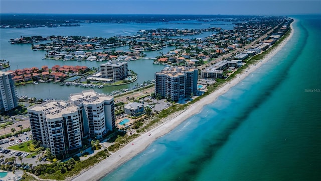1600 Gulf Blvd Unit 212, Clearwater Beach, FL 33767 - drone / aerial view with a view of the beach, a city view, and a water view