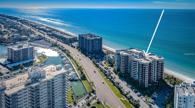 1600 Gulf Blvd Unit 212, Clearwater Beach, FL 33767 - birds eye view of property featuring a water view, a city view, and a beach view
