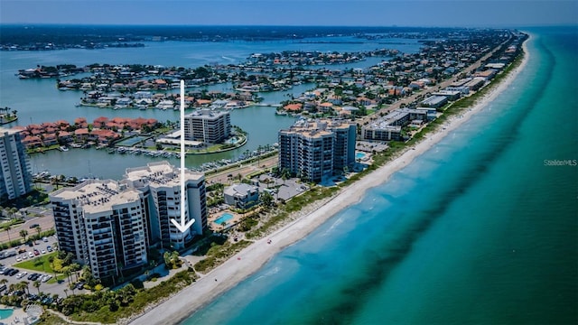 1600 Gulf Blvd Unit 212, Clearwater Beach, FL 33767 - aerial view featuring a beach view, a city view, and a water view
