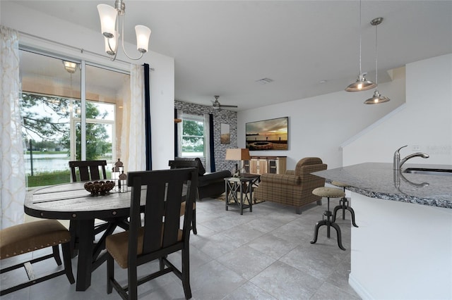 3844 Silverlake Way, Wesley Chapel, FL 33544 - dining area with a ceiling fan