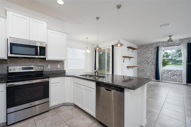 3844 Silverlake Way, Wesley Chapel, FL 33544 - kitchen with stainless steel appliances, a sink, plenty of natural light, and a peninsula