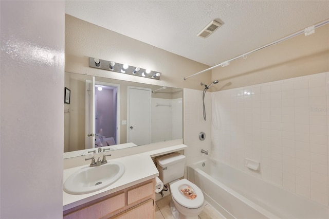 9481 Highland Oak Dr Unit 1206, Tampa, FL 33647 - full bathroom featuring bathing tub / shower combination, vanity, and a textured ceiling