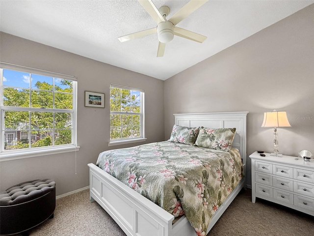 7508 Hollowell Dr, Tampa, FL 33615 - bedroom featuring carpet flooring, baseboards, a ceiling fan, and vaulted ceiling