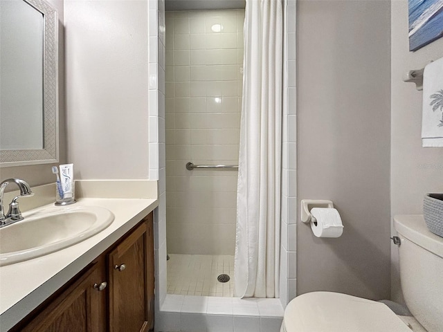7508 Hollowell Dr, Tampa, FL 33615 - bathroom featuring vanity, a stall shower, and toilet