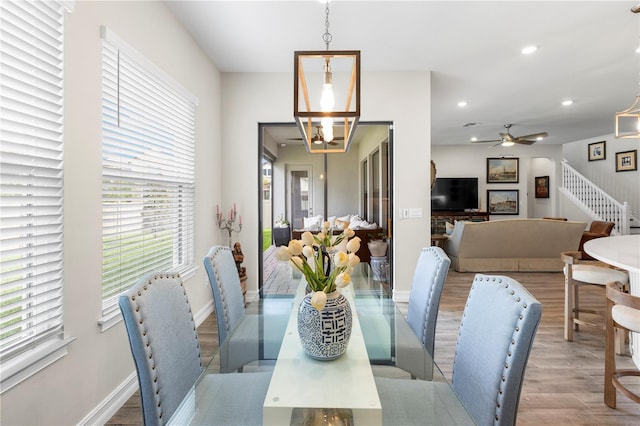 4365 Frontera Ln, Wesley Chapel, FL 33543 - dining space with wood finished floors, ceiling fan, and plenty of natural light