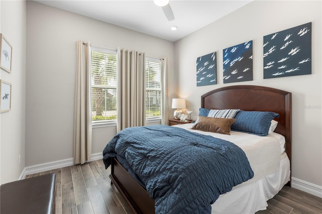 4365 Frontera Ln, Wesley Chapel, FL 33543 - bedroom featuring baseboards, a ceiling fan, and wood finished floors