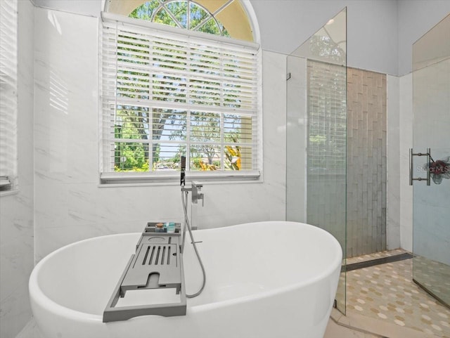 1084 Berkshire Ln, Tarpon Springs, FL 34688 - full bath featuring a walk in shower and a freestanding bath