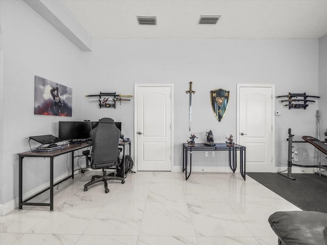 1084 Berkshire Ln, Tarpon Springs, FL 34688 - home office featuring marble finish floors and baseboards