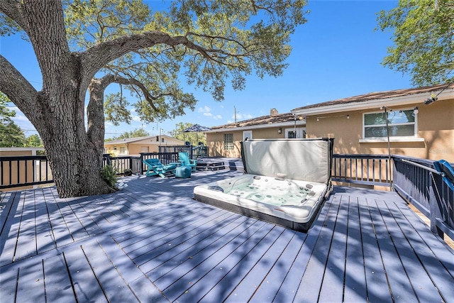 wooden terrace with hot tub deck surround