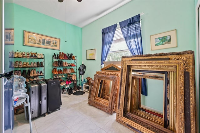 interior space featuring light tile patterned floors