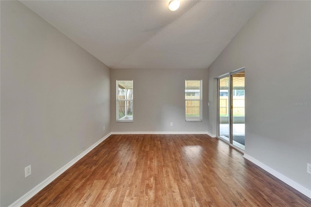 11626 Pure Pebble Dr, Riverview, FL 33569 - spare room with wood finished floors, baseboards, and lofted ceiling
