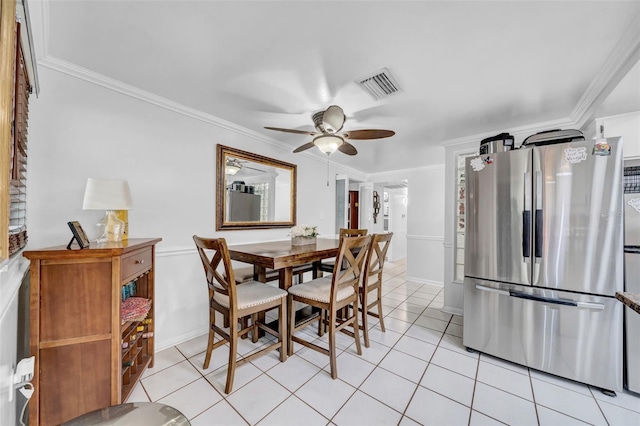 8115 N Ola Ave, Tampa, FL 33604 - dining area with visible vents, crown molding, and ceiling fan