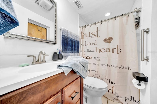 8115 N Ola Ave, Tampa, FL 33604 - bathroom with visible vents, toilet, curtained shower, and vanity