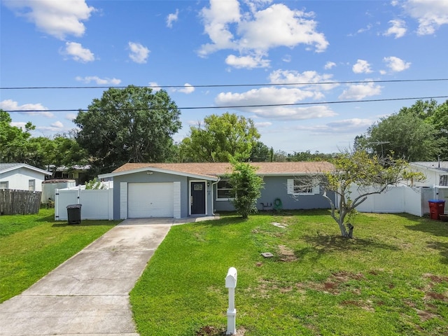 2401 Havana Dr, Clearwater, FL 33764 - single story home featuring a front yard, a garage, fence, stucco siding, and driveway
