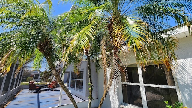 view of property exterior featuring a patio area and stucco siding