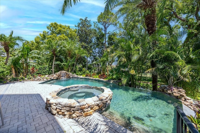 1058 Roundstone Pl, Palm Harbor, FL 34683 - view of swimming pool featuring a pool with connected hot tub