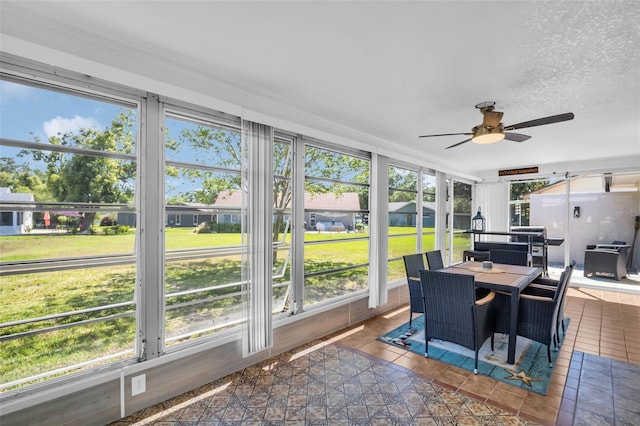 1657 Glengarry Dr, Palm Harbor, FL 34684 - sunroom featuring outdoor dining area and ceiling fan