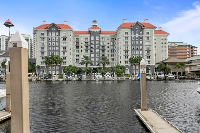 exterior space featuring a water view