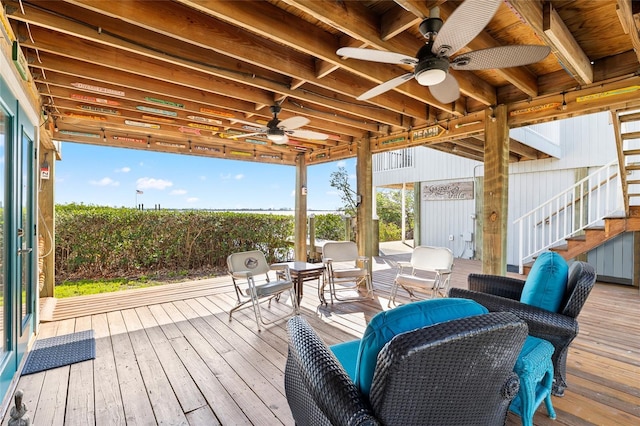 9048 Wharf Ave, Placida, FL 33946 - wooden terrace featuring a ceiling fan
