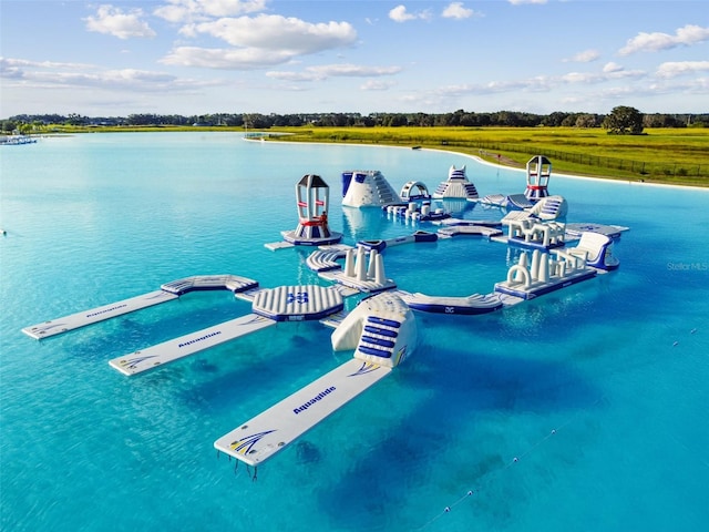 exterior space with a water view