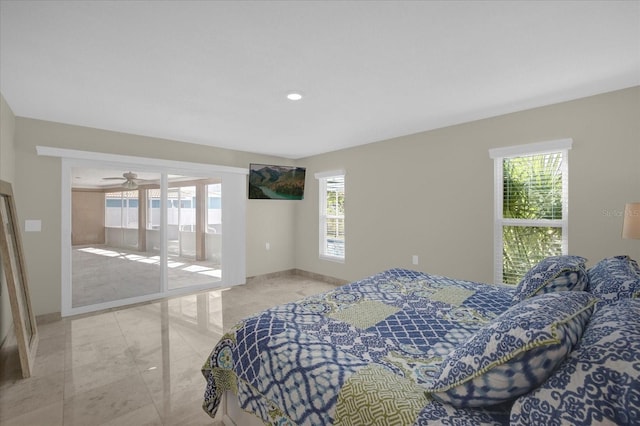 3506 Seaway Dr, New Port Richey, FL 34652 - bedroom with access to outside, marble finish floor, and baseboards