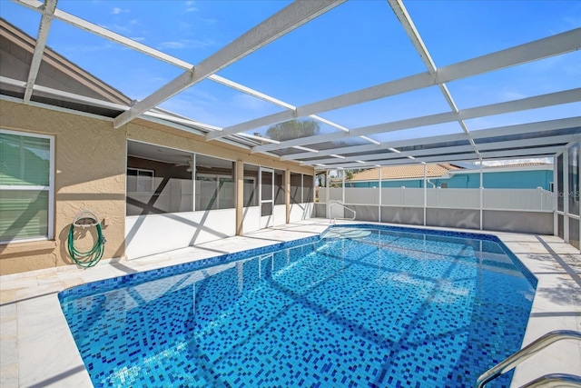 3506 Seaway Dr, New Port Richey, FL 34652 - view of swimming pool with fence, a fenced in pool, a patio, and a lanai