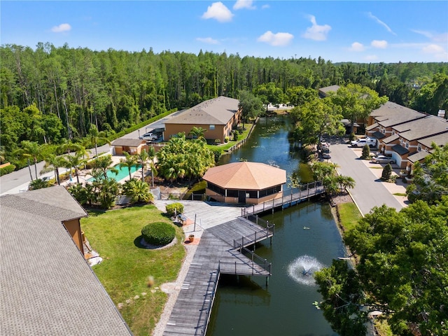 14910 Par Club Cir, Tampa, FL 33618 - aerial view featuring a water view and a forest view